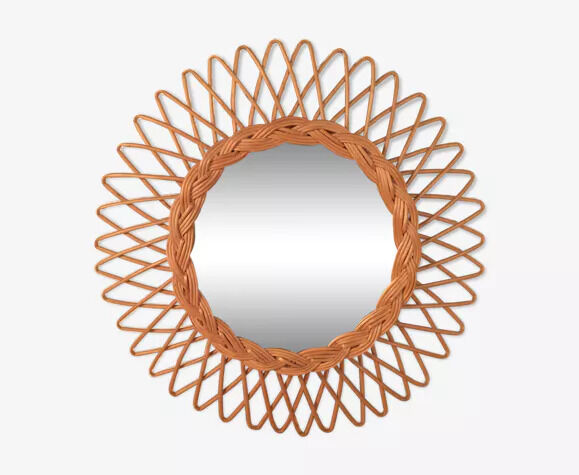 Vintage rattan sun mirror 38 cm