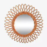 Vintage rattan sun mirror 38 cm