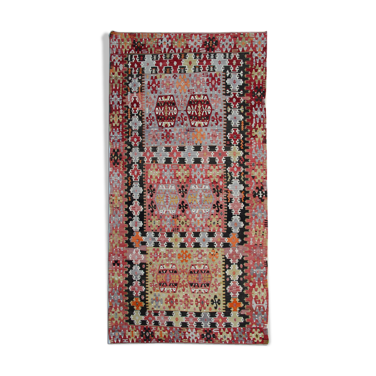 Antique Turkish Kilim Flat Woven Handmade Oriental Rug 325x161cm Selency