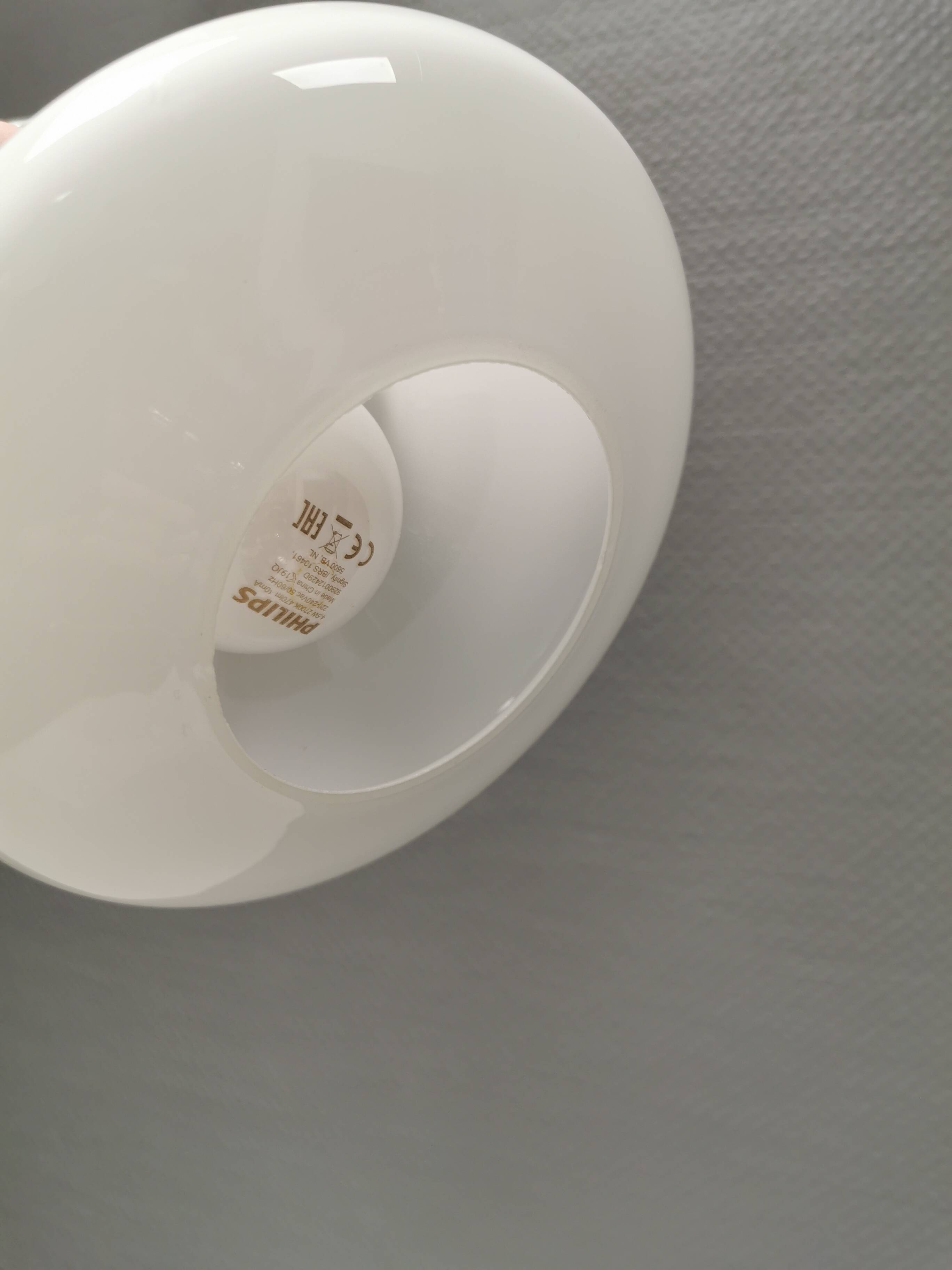 Double layered opal glass lamp, produced at Holmegaard Glassworks for Lyskaer Lighting, Denmark 70s