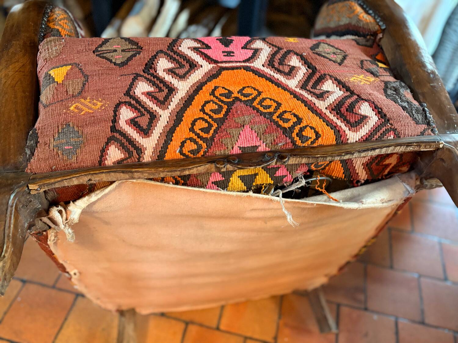 Pair of Roche Bobois armchairs — limited edition in oriental kilim