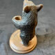 Carved wooden bear vase with black forest crystal soliflore Sallanches 19th century