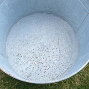 Round planter basin in vintage zinc