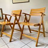 Pair of Clairitex France vintage garden armchairs from the 70s, solid wood