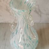 Vase verre moucheté bleu