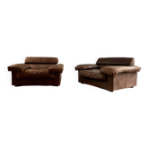 Paire de fauteuils Erasmo vintage, cuir marron, Scarpa pour BB Italia.