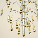 Vintage chrome and gold metal chandelier with 24 lights, Germany 1970s