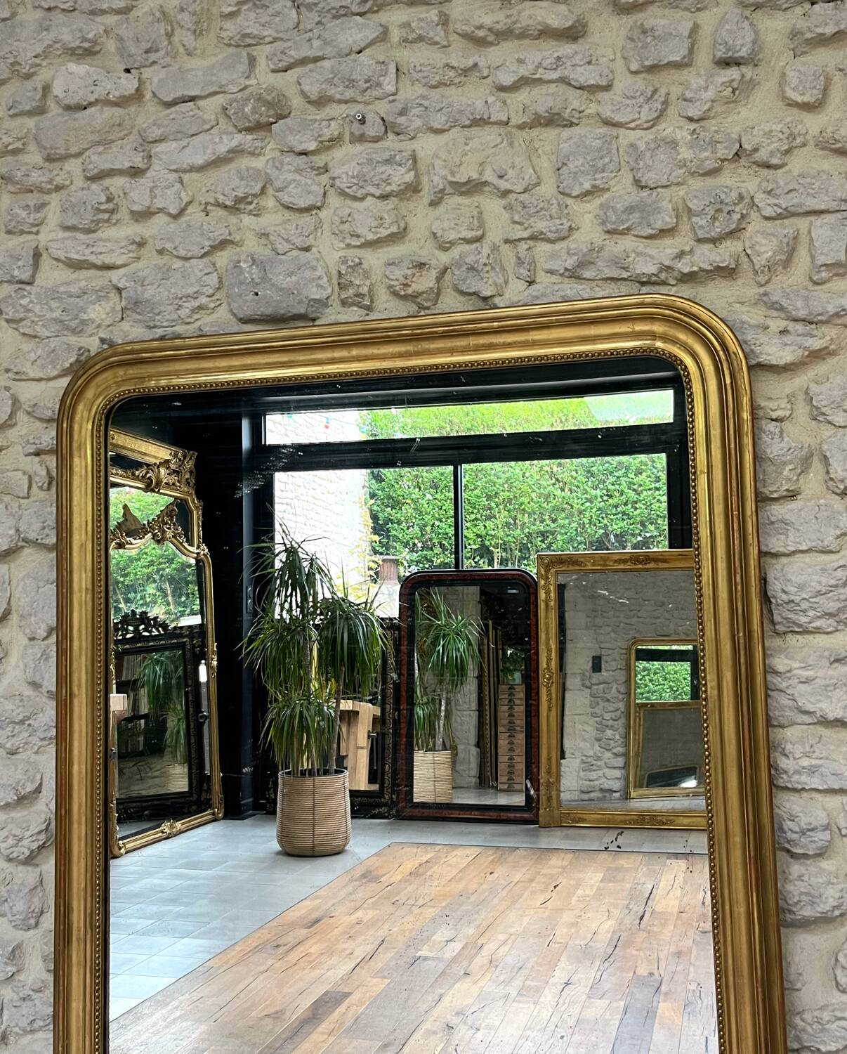 Antique Louis Philippe mirror gilded with gold leaf 146.5cm/98.5cm