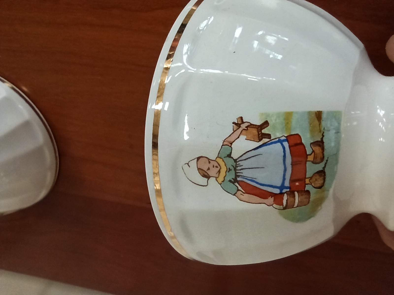 Set 6 bowls cow creamer semi porcelain old