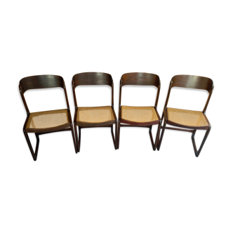 Set of 4 chairs Baumann canned model sled 1970