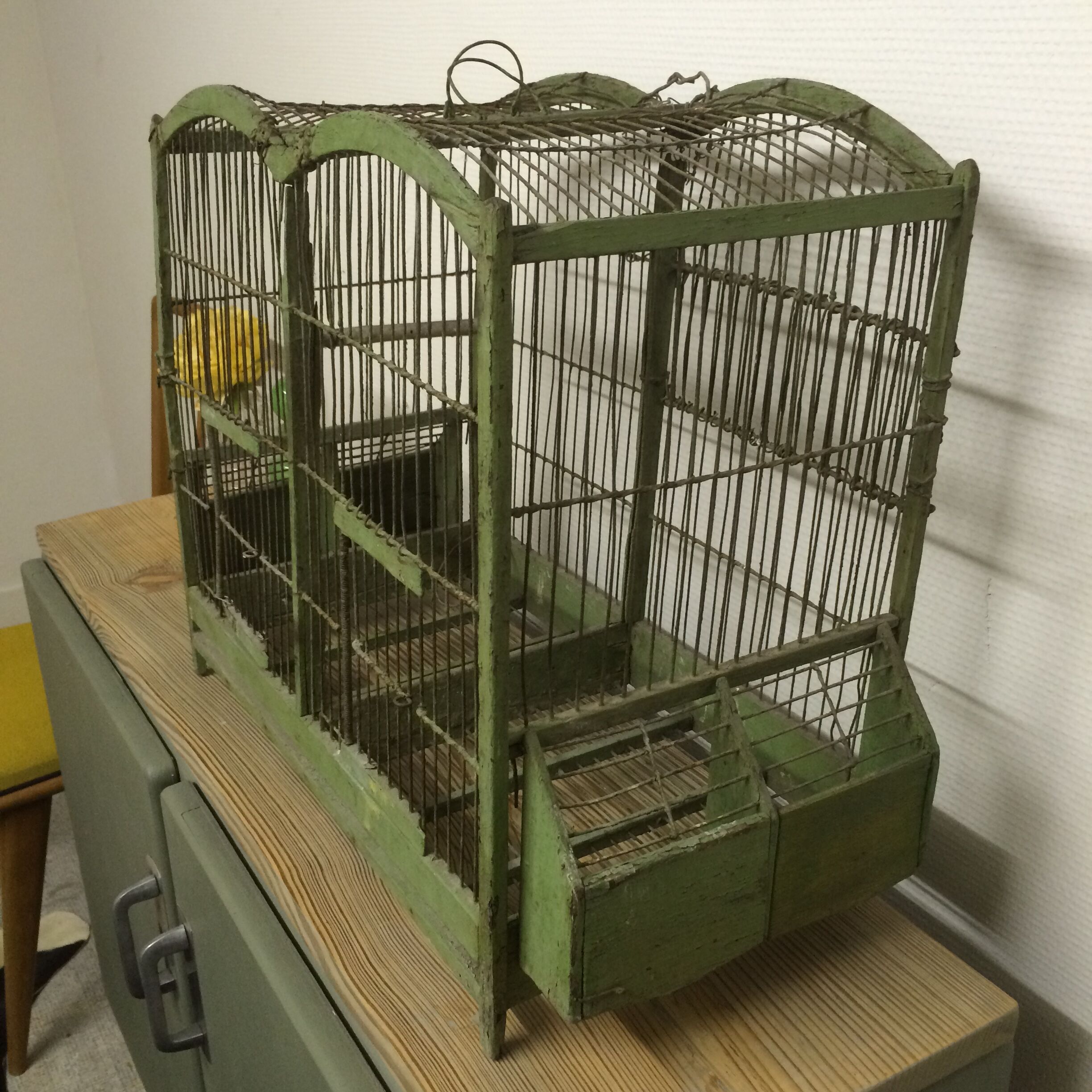Old bird cage wood and metal