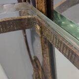 Entryway Mirror and Brass and Glass Console by Pierluigi Colli with Floral Frame