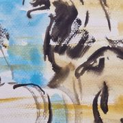 Hassan El Glaoui (1924-2018) - Watercolor on paper "Riders on the beach" - Signed