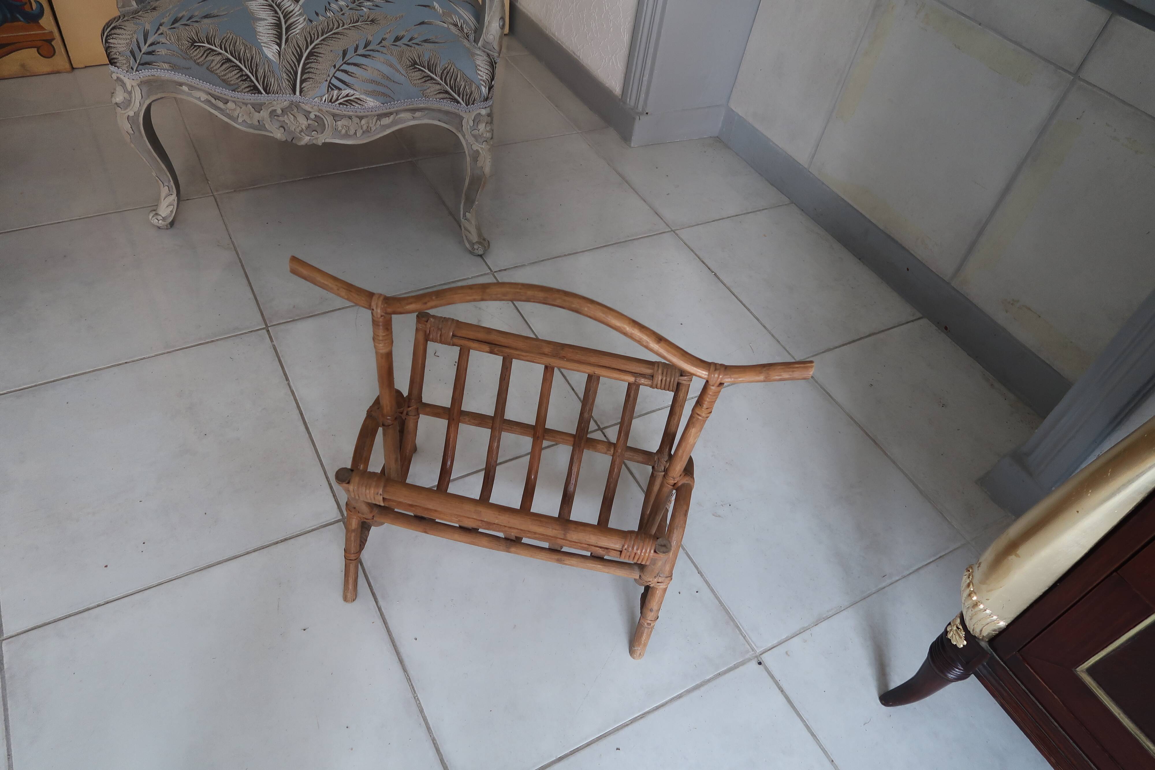 Rattan magazine holder