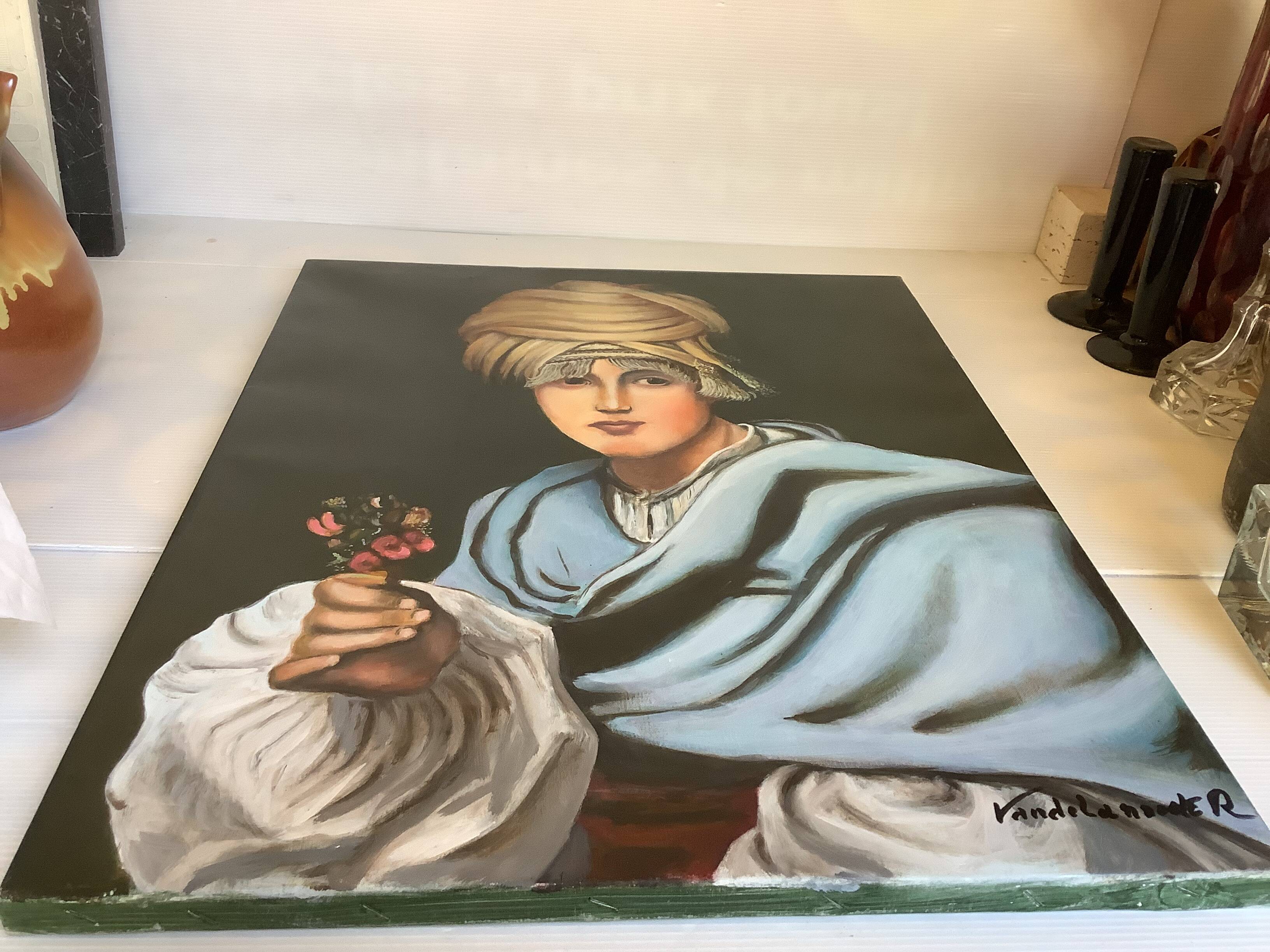 Orientalist portrait painting signed