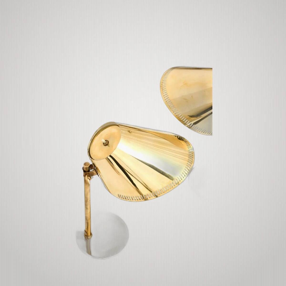 Brass table lamp by Paavo Tynell, 1950s mid-century modern.