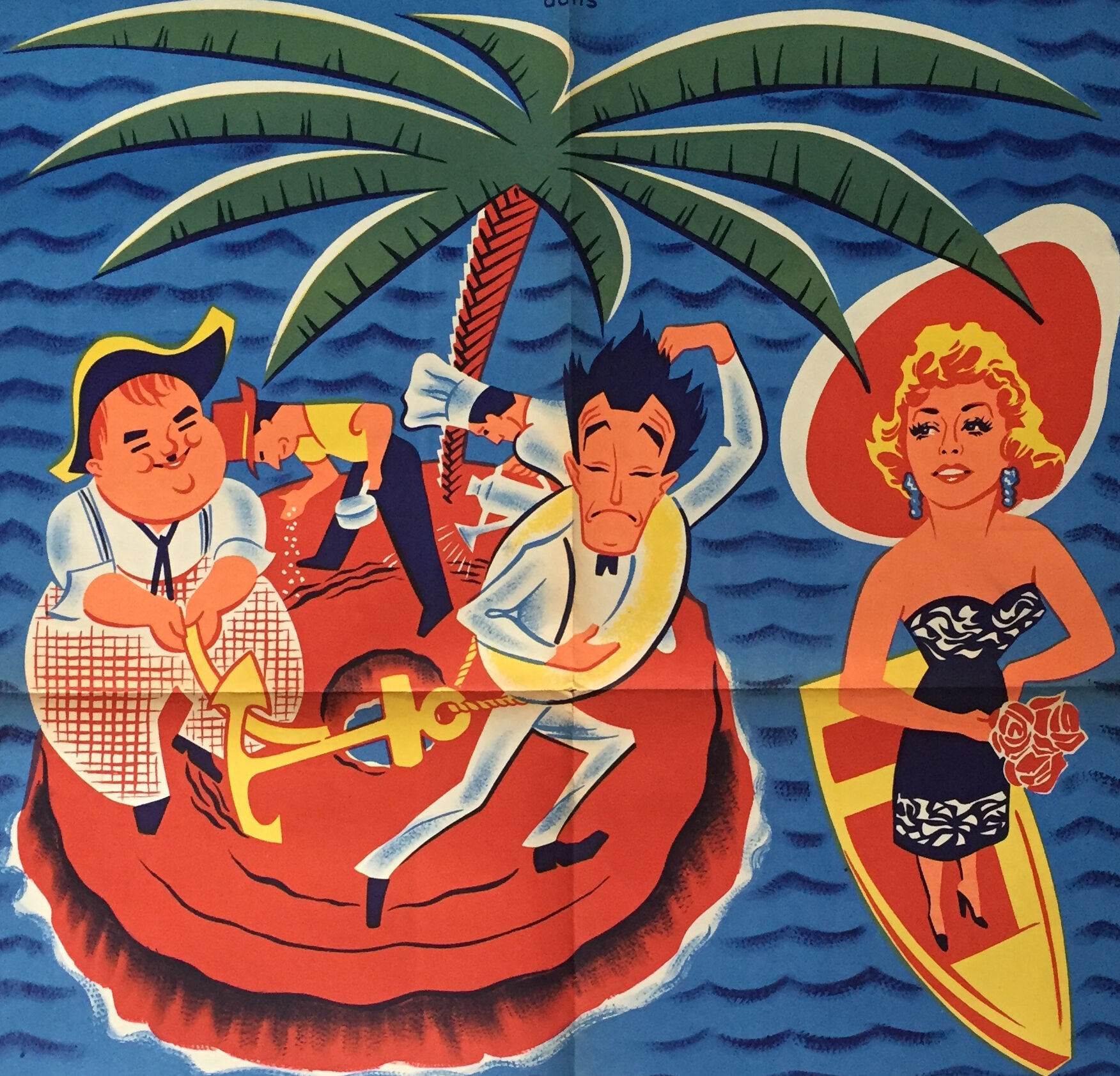 Affiche cinéma "Atoll K" Laurel & Hardy 60x80cm 1951