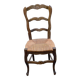 Solid oak carved chair with rush seating, Louis XV style, 19th century.