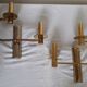 Pair of double brass wall lamps