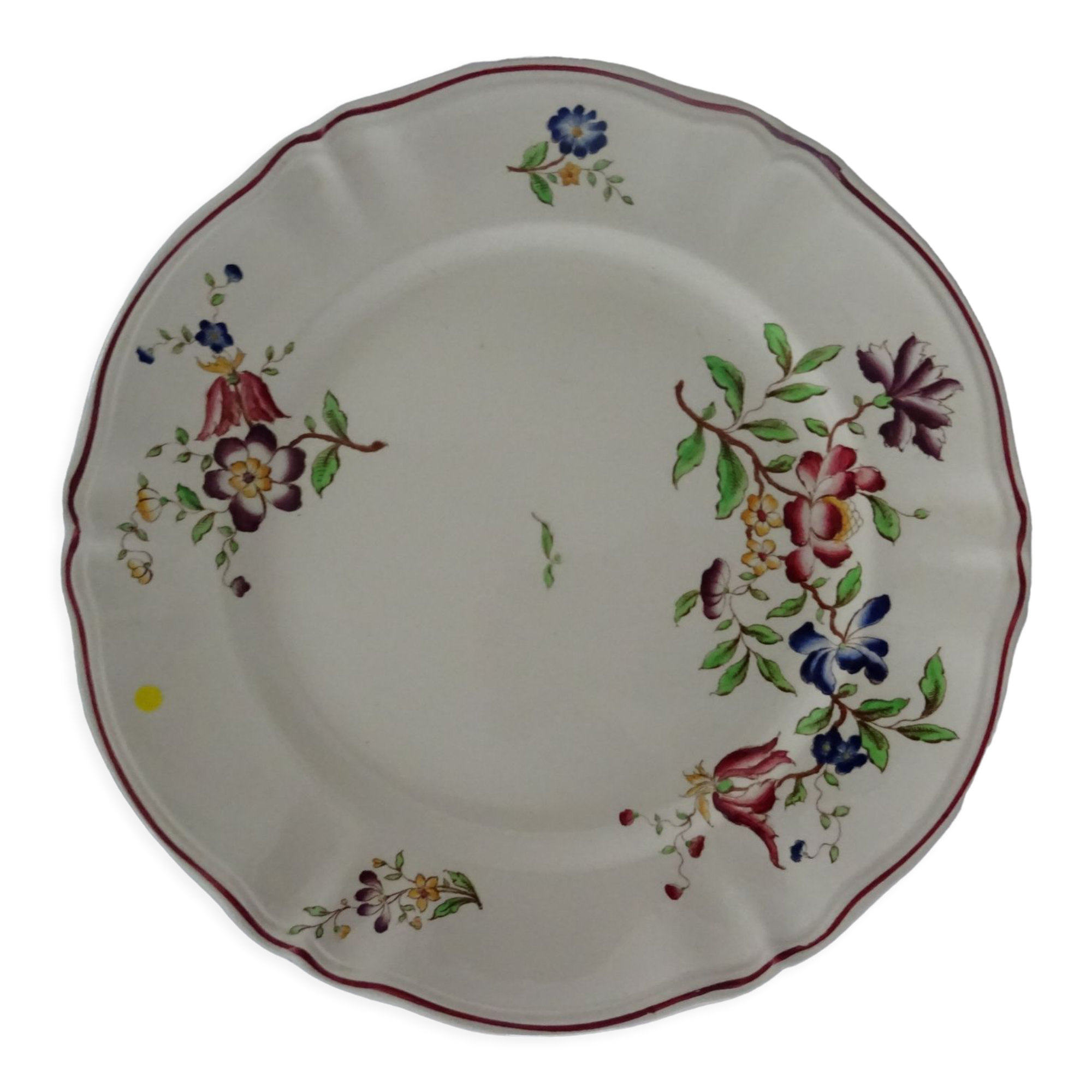 Large dish Sarreguemines 513112 faience old flowers STRASBOURG