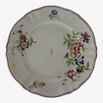 Large dish Sarreguemines 513112 faience old flowers STRASBOURG