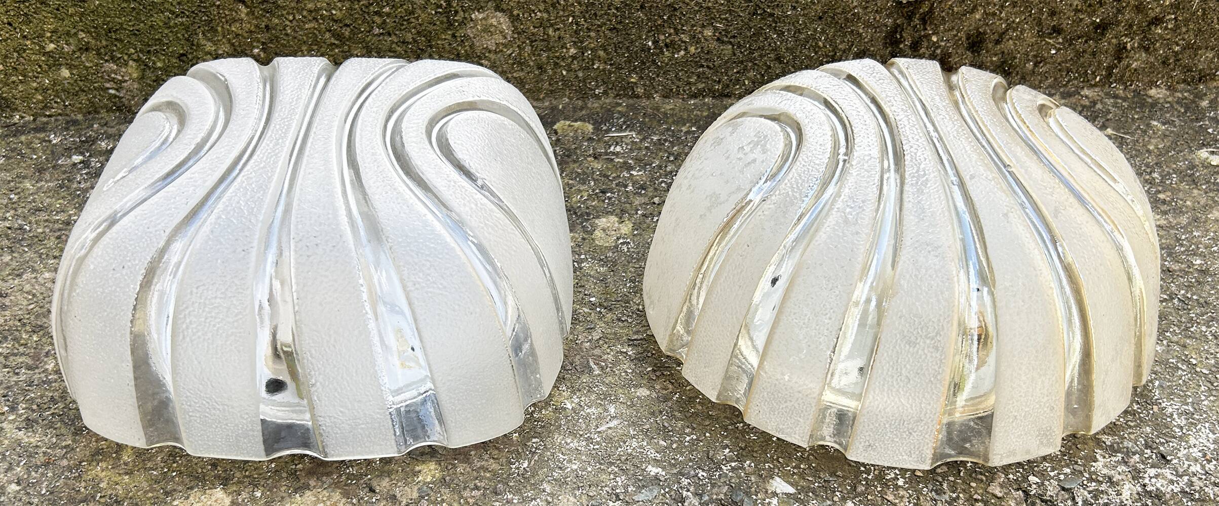 Pair of wall ceiling lights, murano glass, vintage Staff 70s