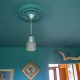 Vintage pendant light, glass and metal pendant light, ceiling lamp, interior decoration