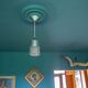 Vintage pendant light, glass and metal pendant light, ceiling lamp, interior decoration