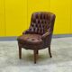 Original English Chesterfield Tub Chair - Vintage Antique Brown Leather