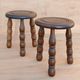 Pair de tabourets vintages en bois tourné