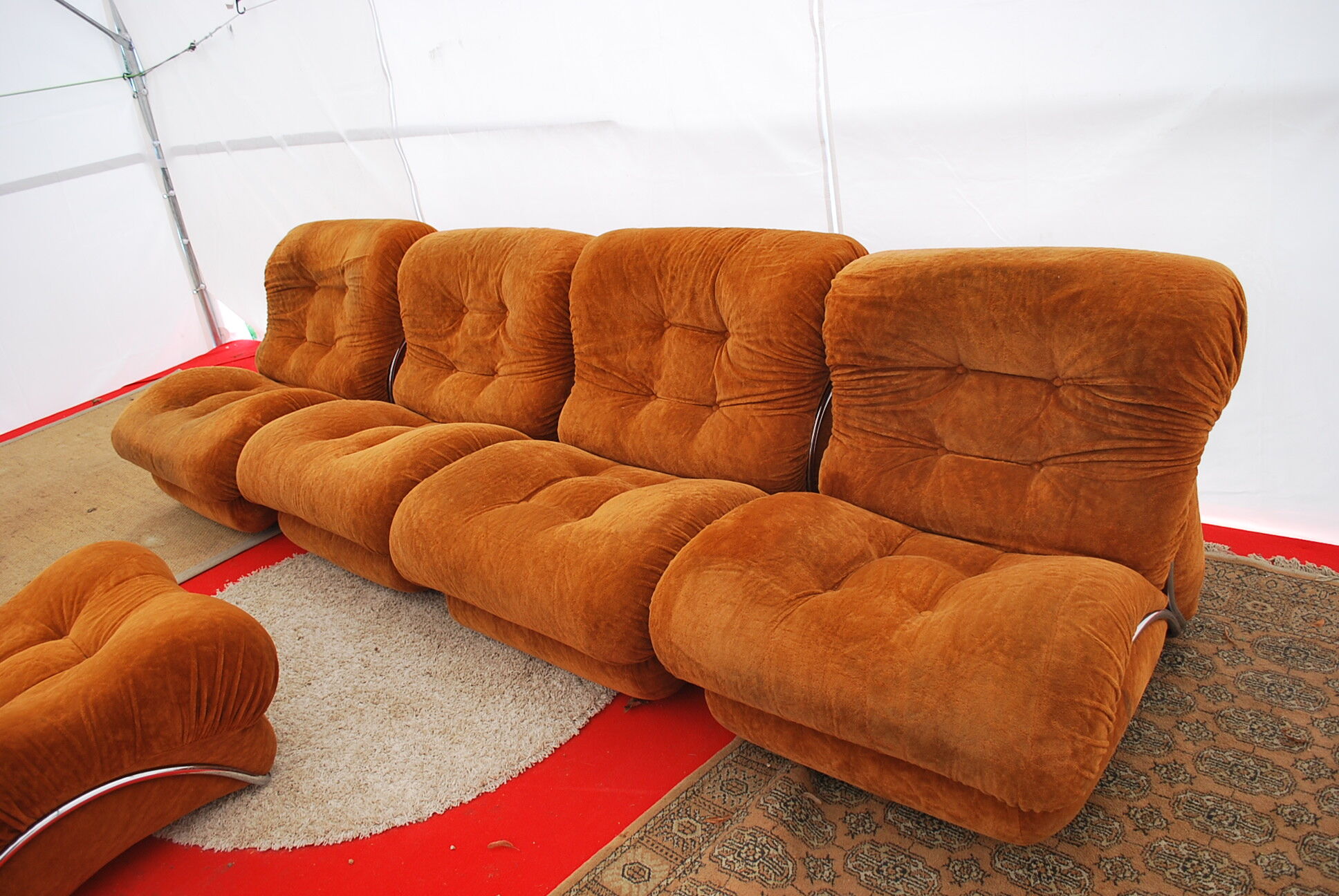 4 vintage armchairs and vintage pouf