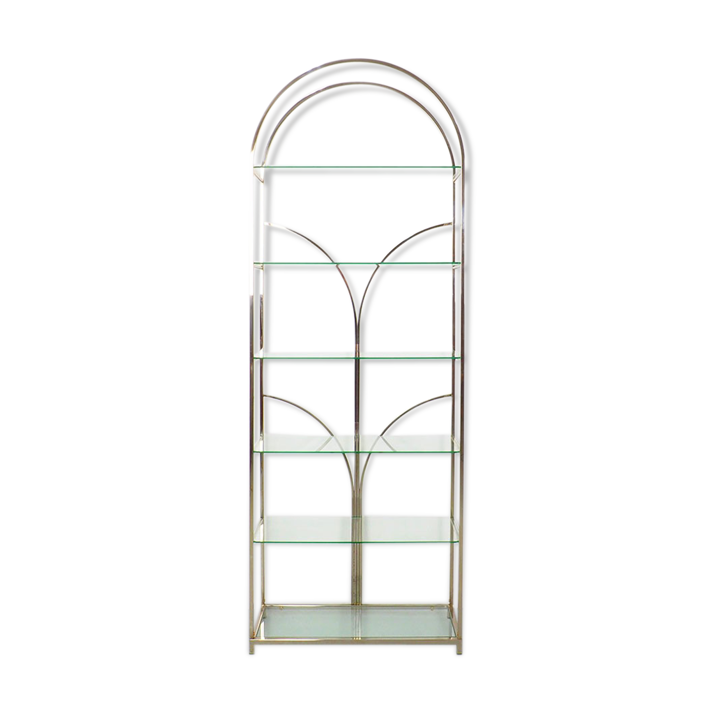 Hollywood regency style brass and glass showcase, 1970's