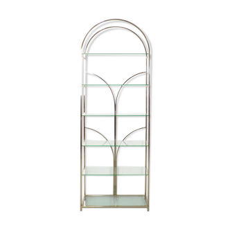 Hollywood regency style brass and glass showcase, 1970's