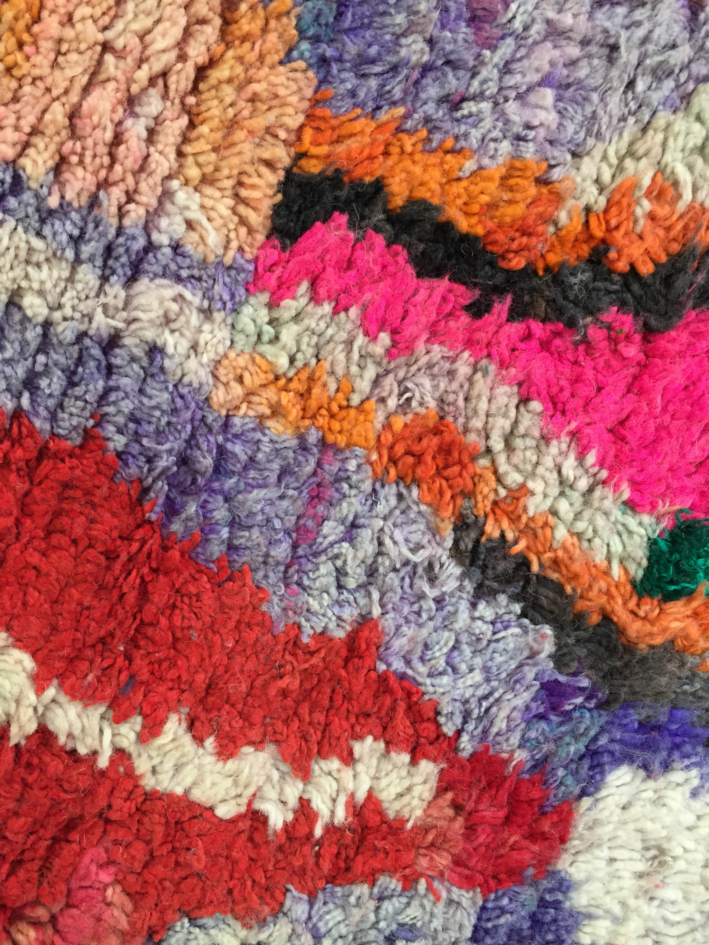 Moroccan Berber carpet boujaad purple with colorful patterns 325x200cm