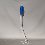 Lampadaire blanc abat-jour bleu années 1960