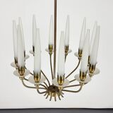 Rare Angelo Lelii for Arredoluce, 12-Lights Chandelier, Italy 1953
