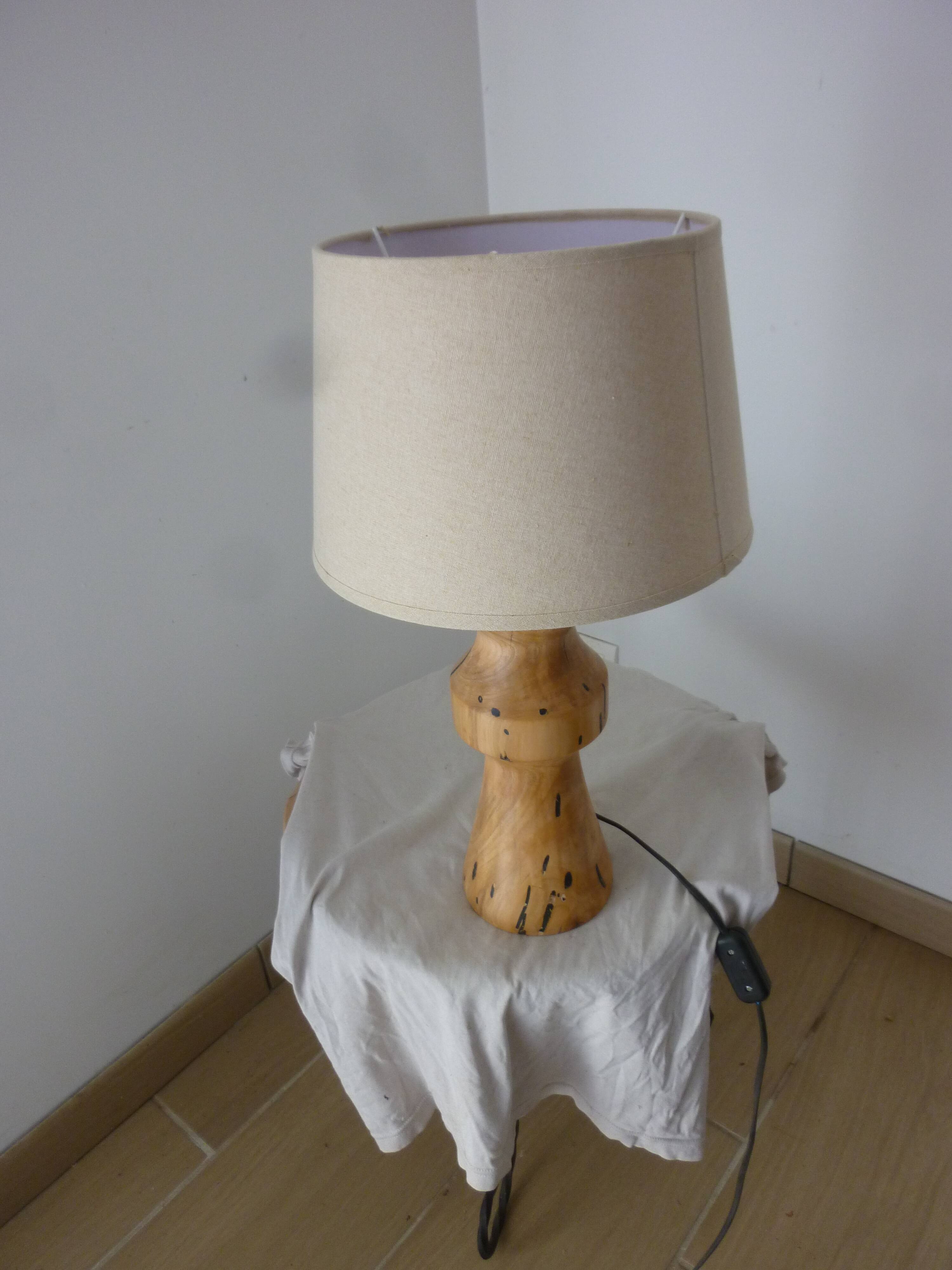 turned wood lamp