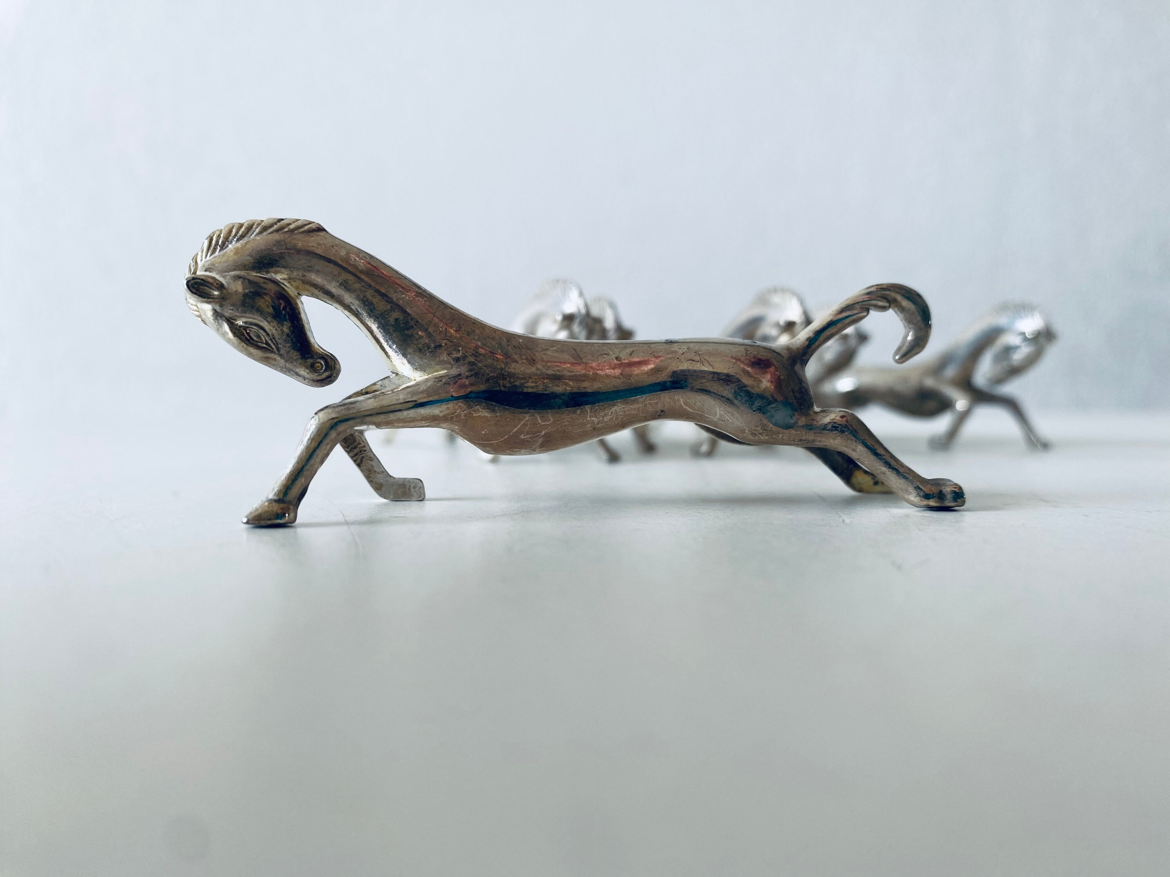 6 knife holders art deco horses