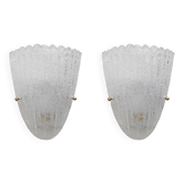 Appliques en verre de Murano italien de style Barovier, style moderne du milieu du siècle, années 60, paire.