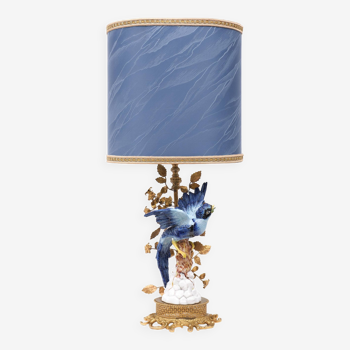 Italian Tole lamp with exotic Bird - Sèvres porcelain - Giulia Mangani