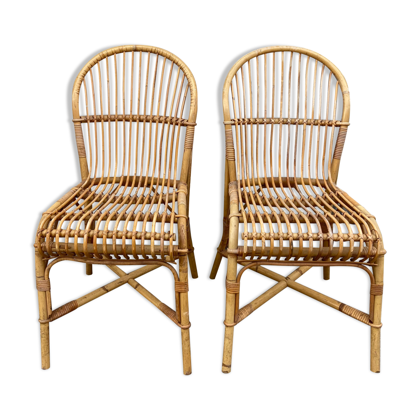 Pair of vintage rattan chairs