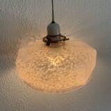 Vintage 1930s suspension pink clouded glass chandelier - 60 cm