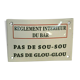 Plaque émaillée "pas de sou sous pas de glou glou "
