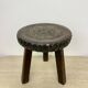 Hand carved solid oak brutalist stool , 1970s