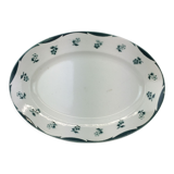 Plat ancien de forme ovale made in france Digoin Sarreguemines ,décor fleurettes vertes
