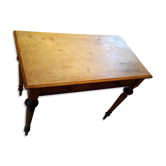 Early 20th century wooden desk, turned feet, 2 drawers