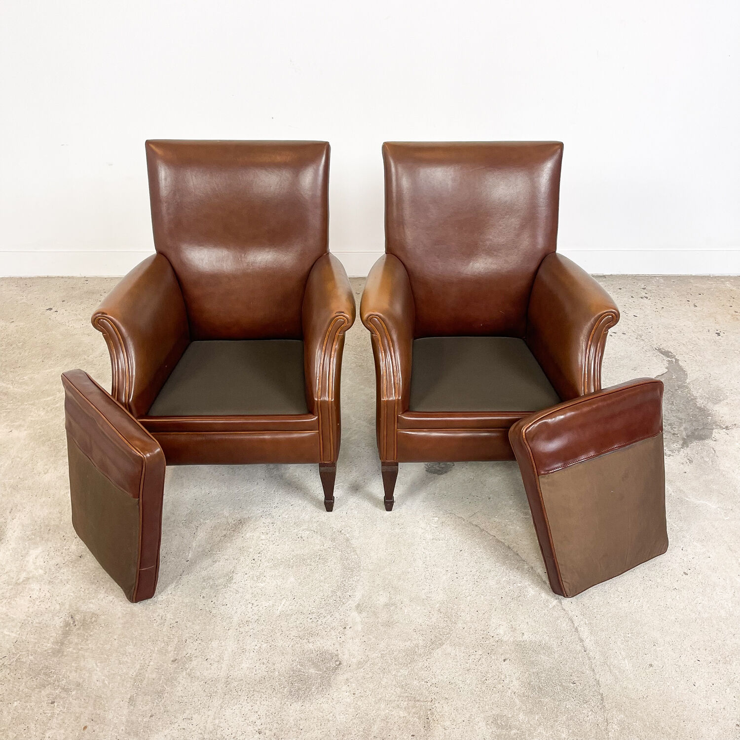 Ensemble de deux fauteuils en cuir vintage Delft