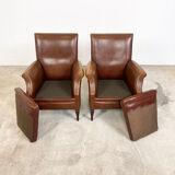 Ensemble de deux fauteuils en cuir vintage Delft