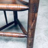 Brutalist Carved Oak Tripod Monk Chair, Sweden, 1930s