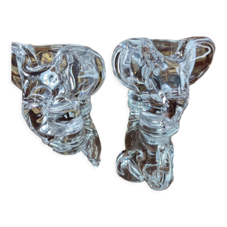 Pairs empty pockets / ashtray elephants crystal valves